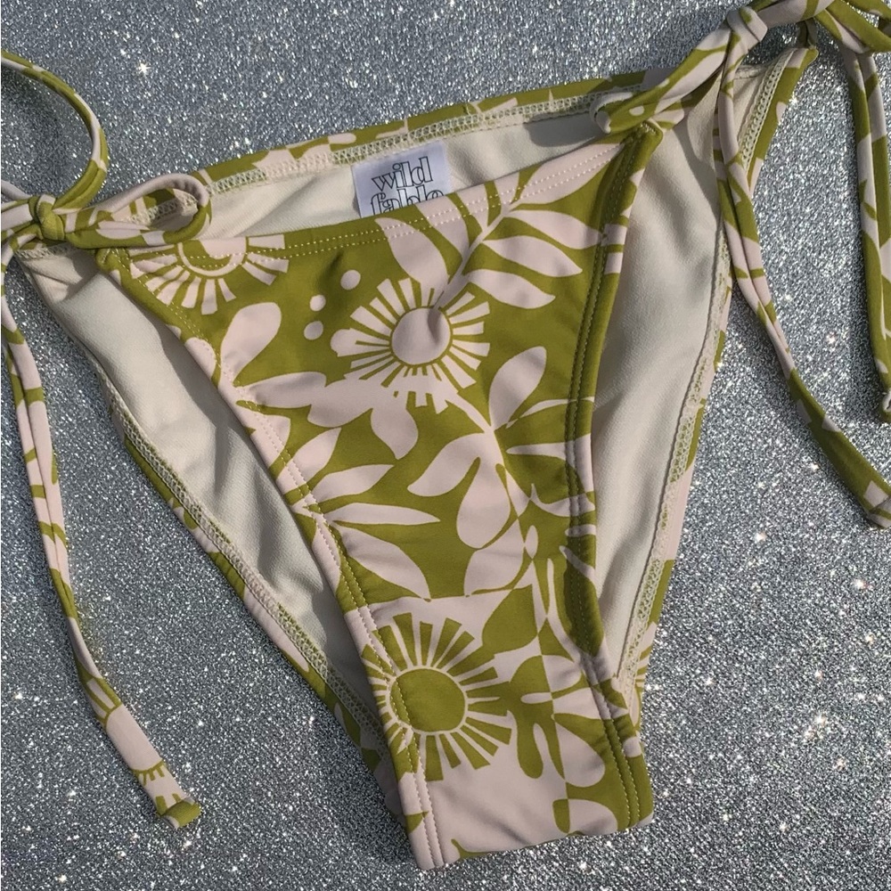 Wild Fable Green and White Floral Bikini Bottom